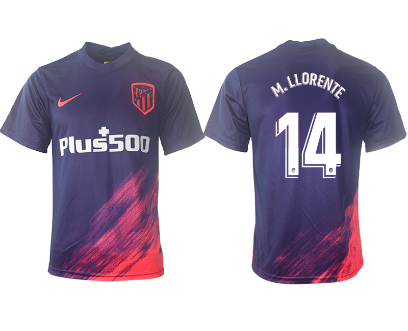 Men 2021-2022 Club Atletico Madrid away aaa version purple #14 Soccer Jersey